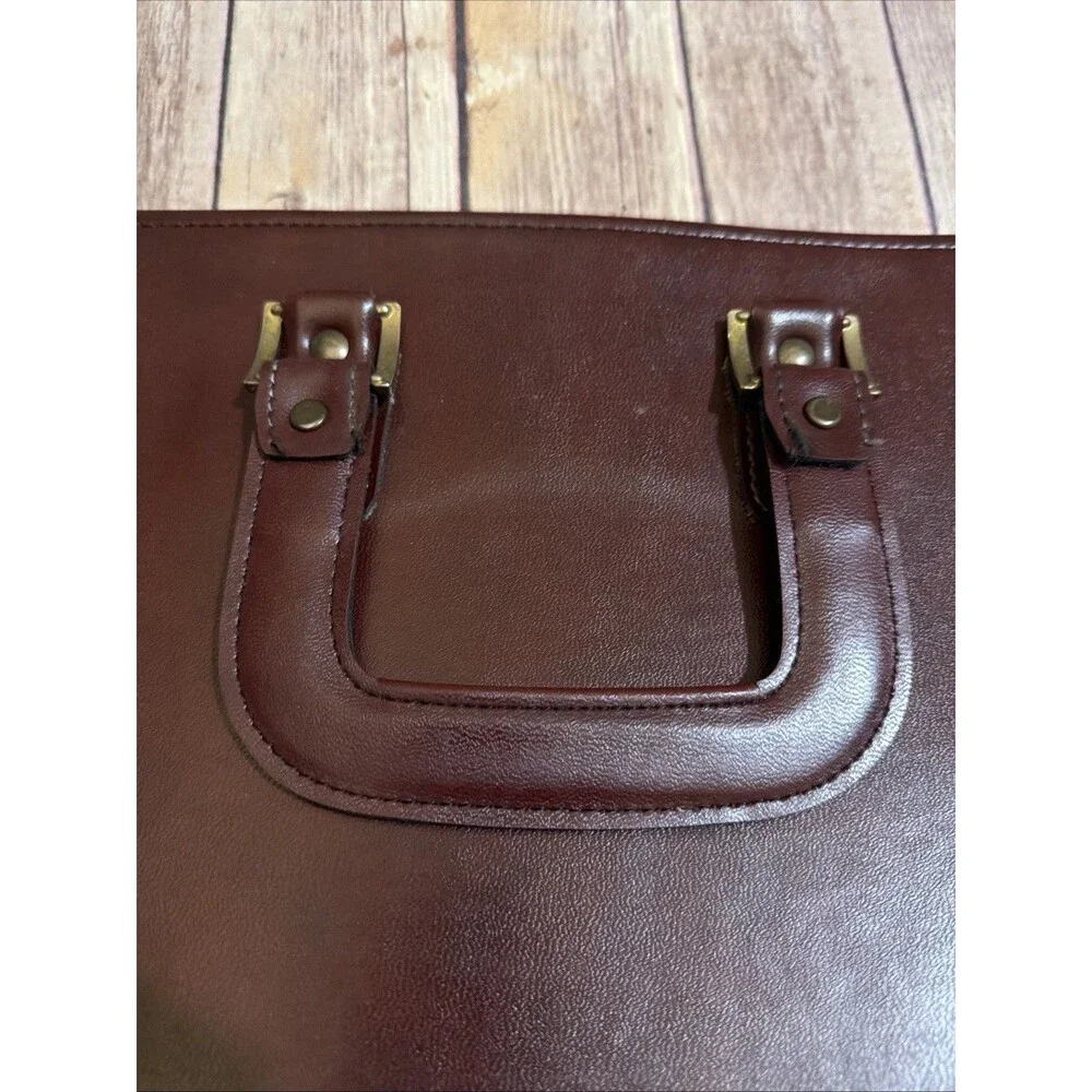 Vintage Hazel Brown Document Briefcase Portfolio Bag Attache Case Leather 16